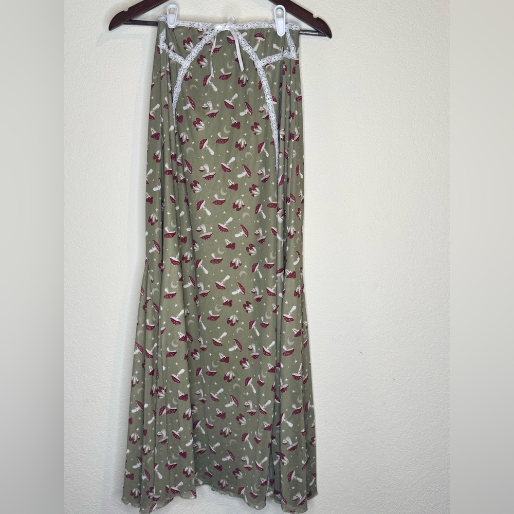 Cosmic Aura Mushroom Love  Green Skirt